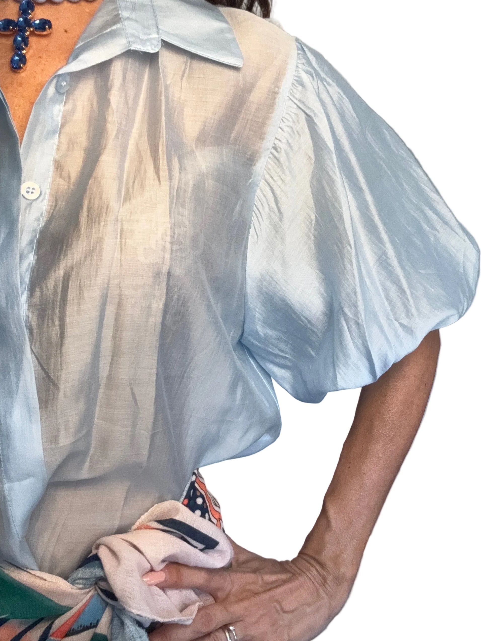 Camicia velata Sbuffo celeste