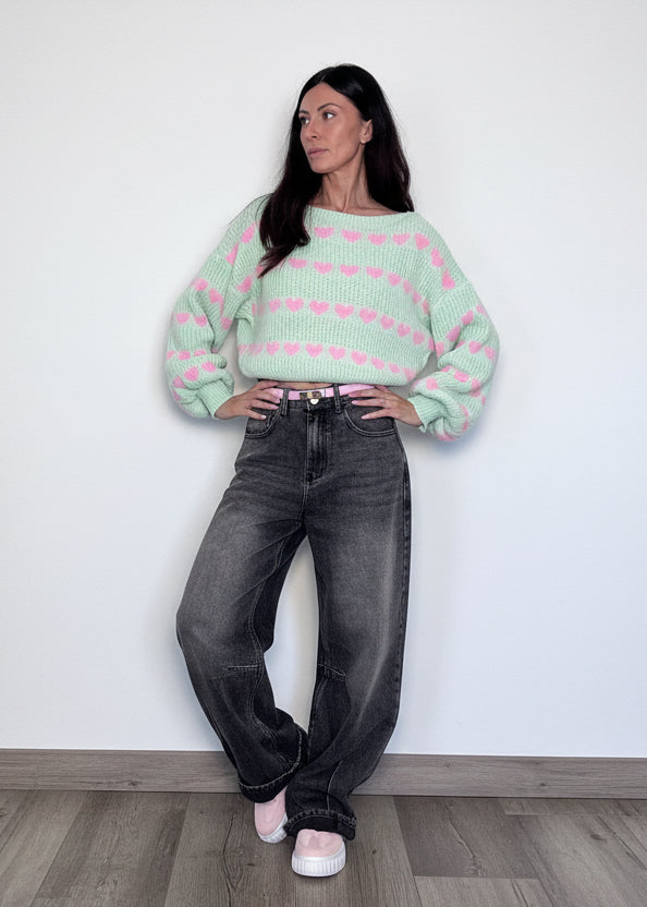 Pull Cuoricini menta