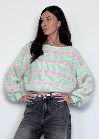 Pull Cuoricini menta