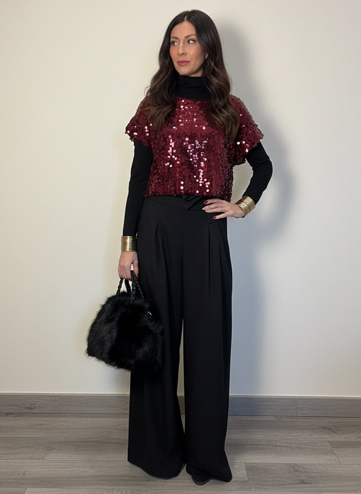 Top paillettes e fiocchi vino