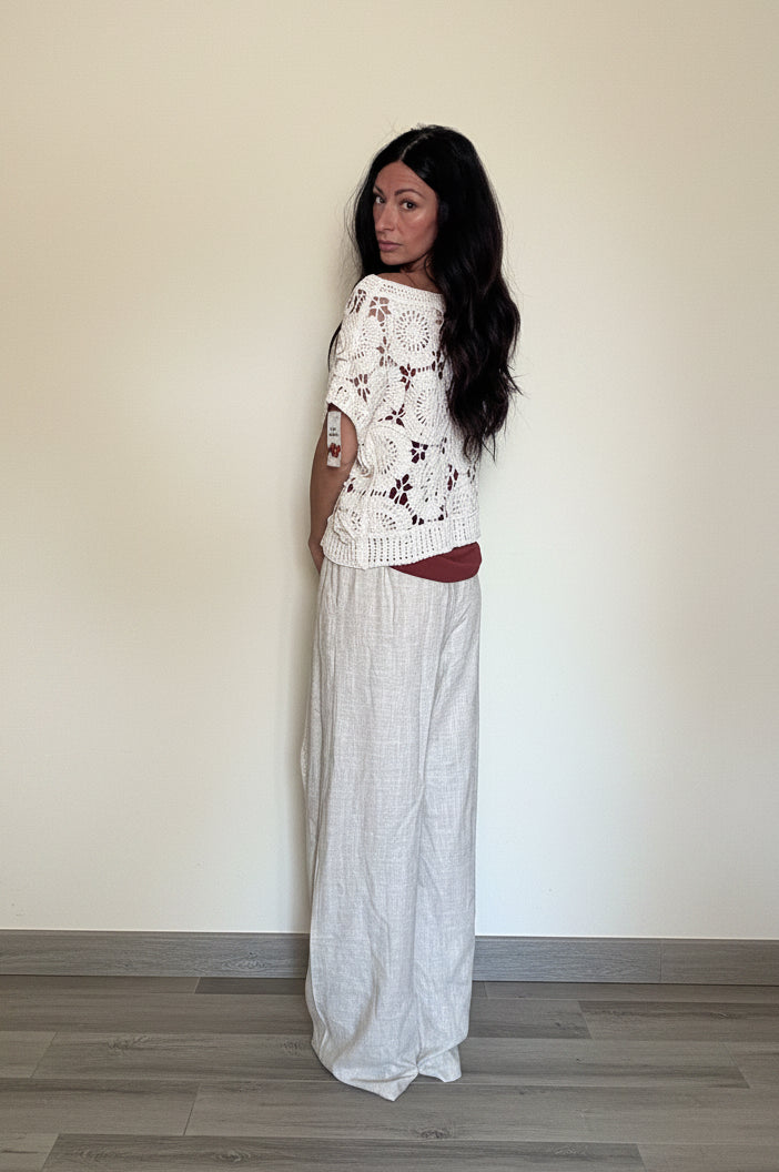 Pantalone misto lino Madrid sabbia