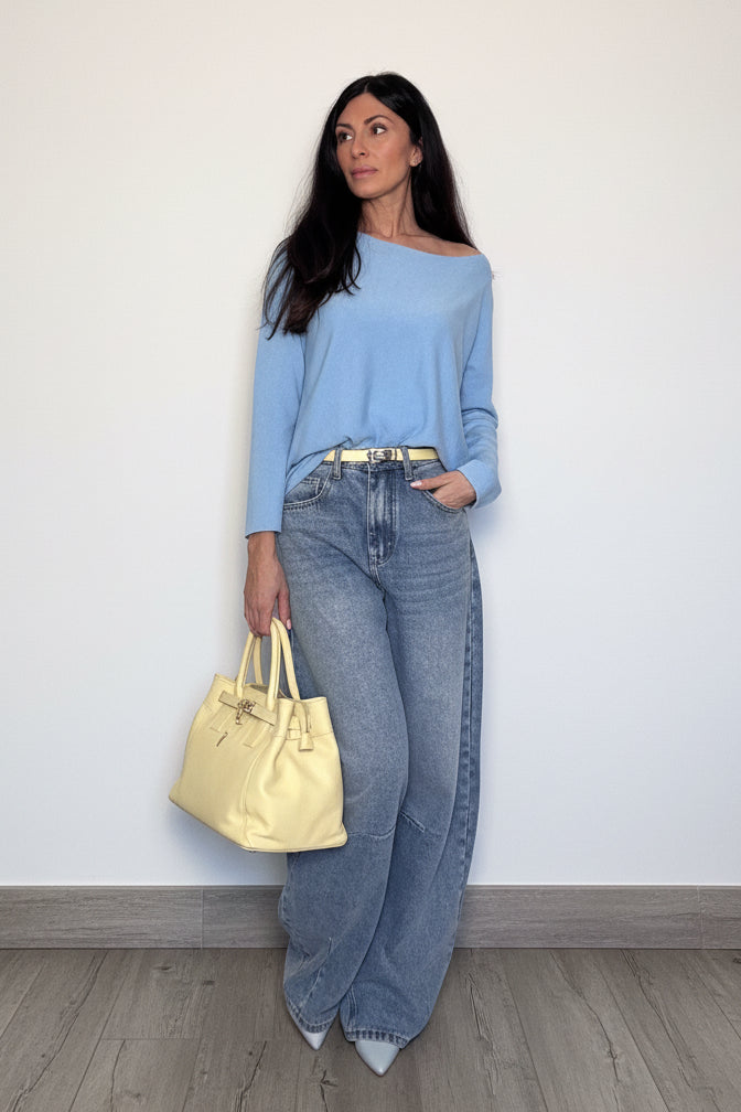 Borsa Dafne in vera pelle Made in Italy gialla