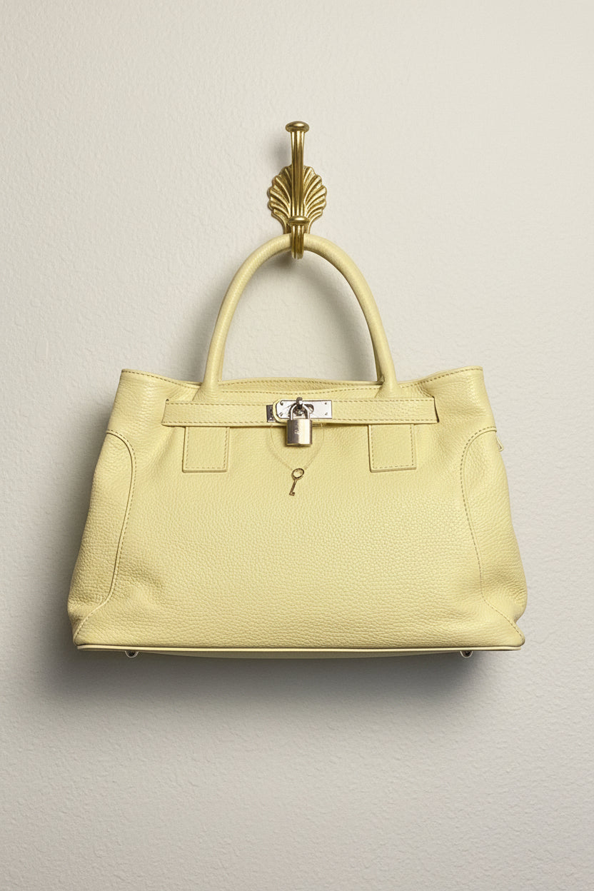 Borsa Dafne in vera pelle Made in Italy gialla