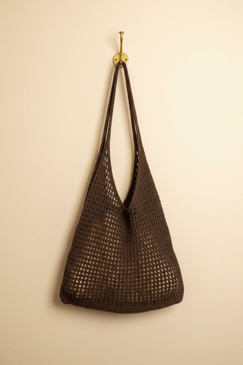 Borsa puro cotone Traforata cioccolato