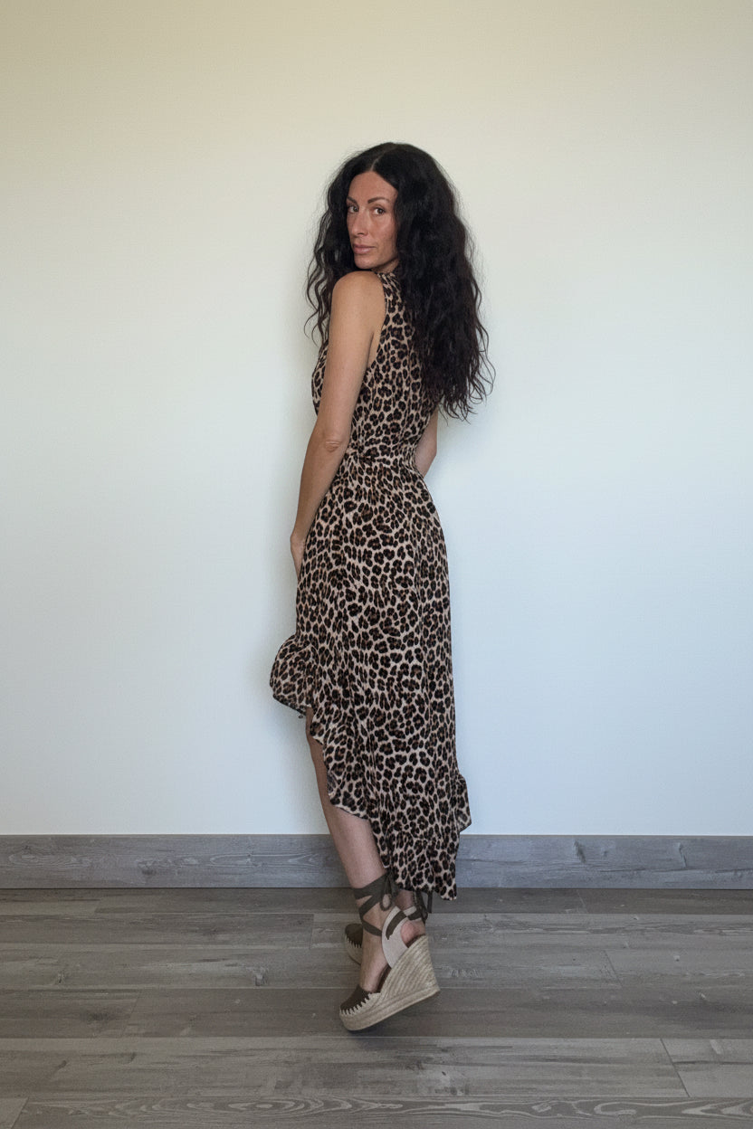 Abito animalier asimmetrico