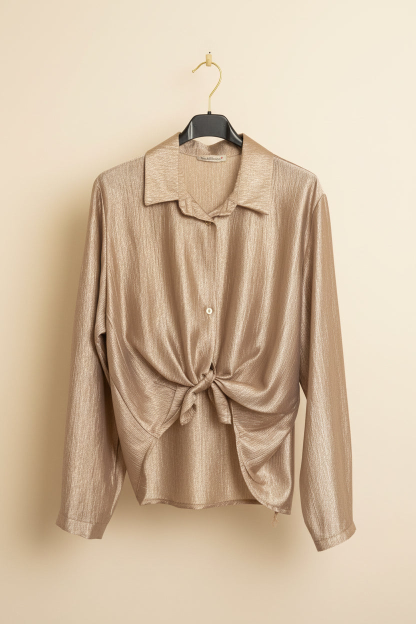 Camicia microplissè champagne