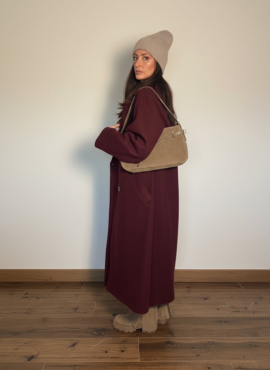 Borsa Miranda in vera pelle scamosciata Made in Italy fango