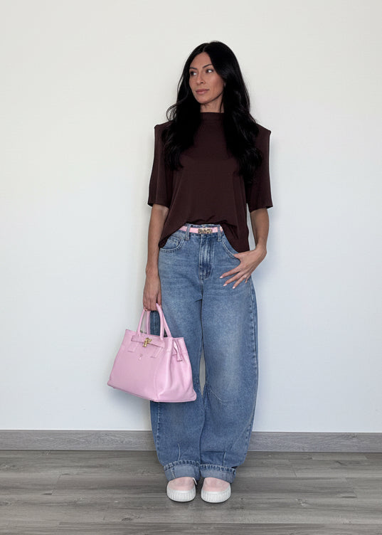 Borsa Dafne in vera pelle Made in Italy rosa