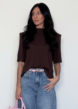 T-shirt maglia Just West cioccolato