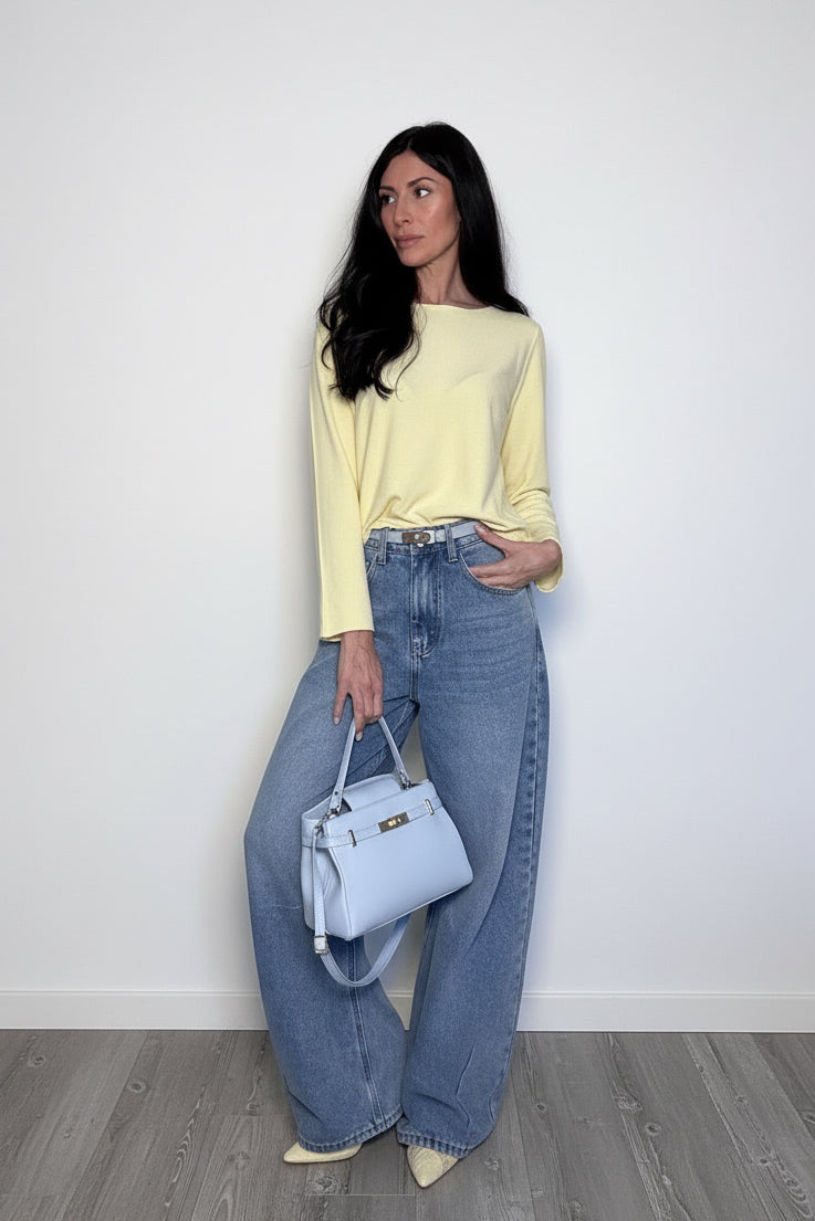 Borsa Coralia in vera pelle Made in Italy azzurra