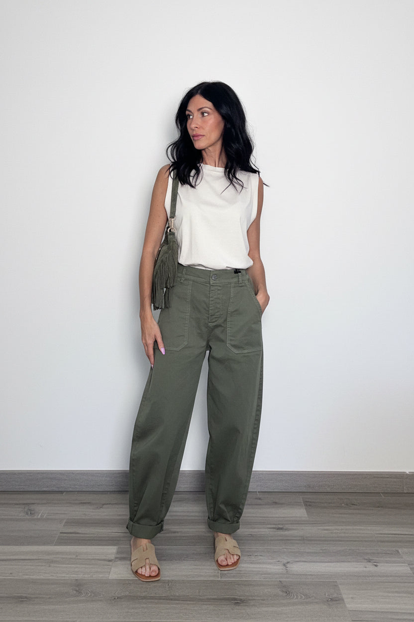 Pantalone 100% cotone Grace oliva