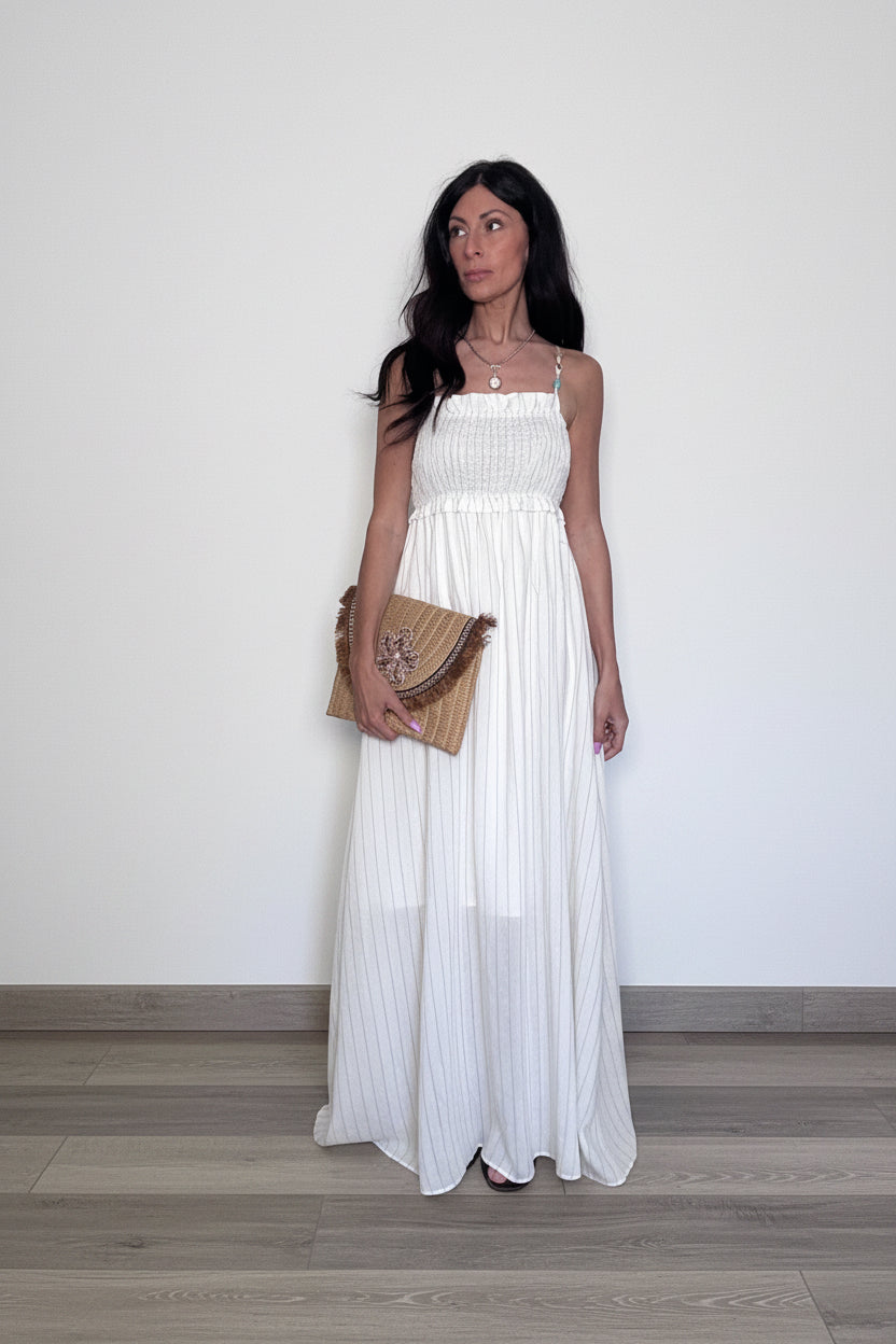 Abito Bohemian gessato panna
