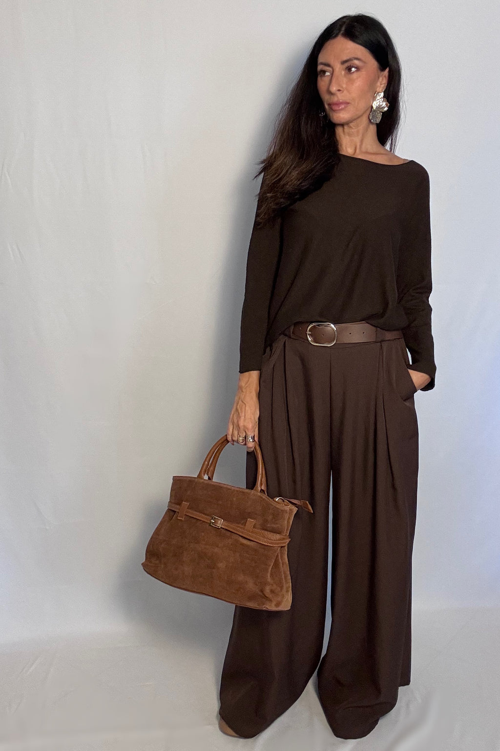 Pantalone Charlotte con cintura cioccolato