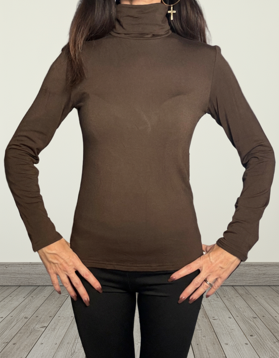 Maglia Soft collo alto cioccolato
