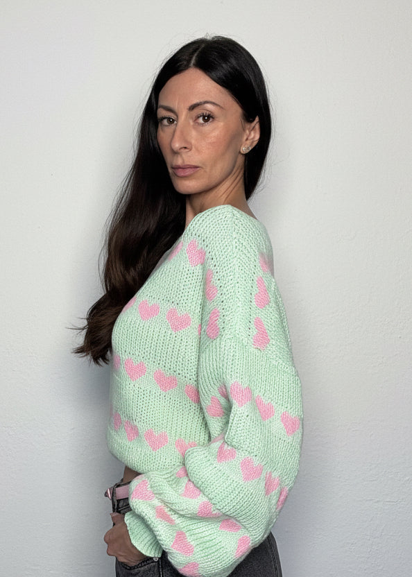 Pull Cuoricini menta