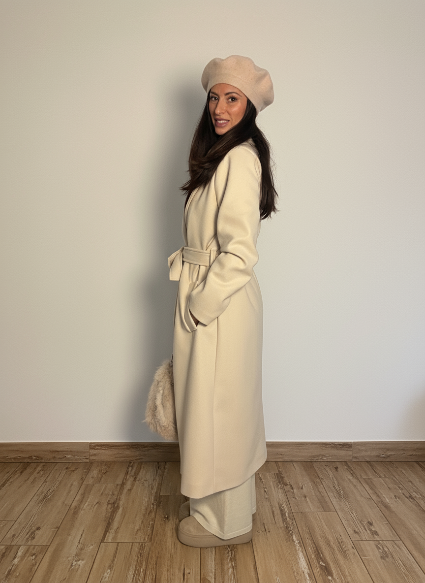 Cappotto lungo con cintura Amaya burro