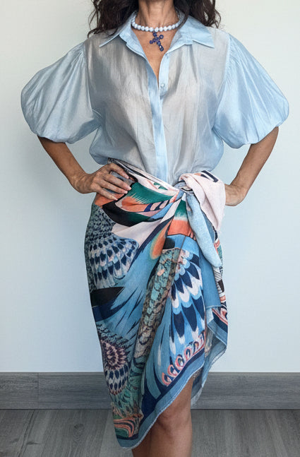 Camicia velata Sbuffo celeste