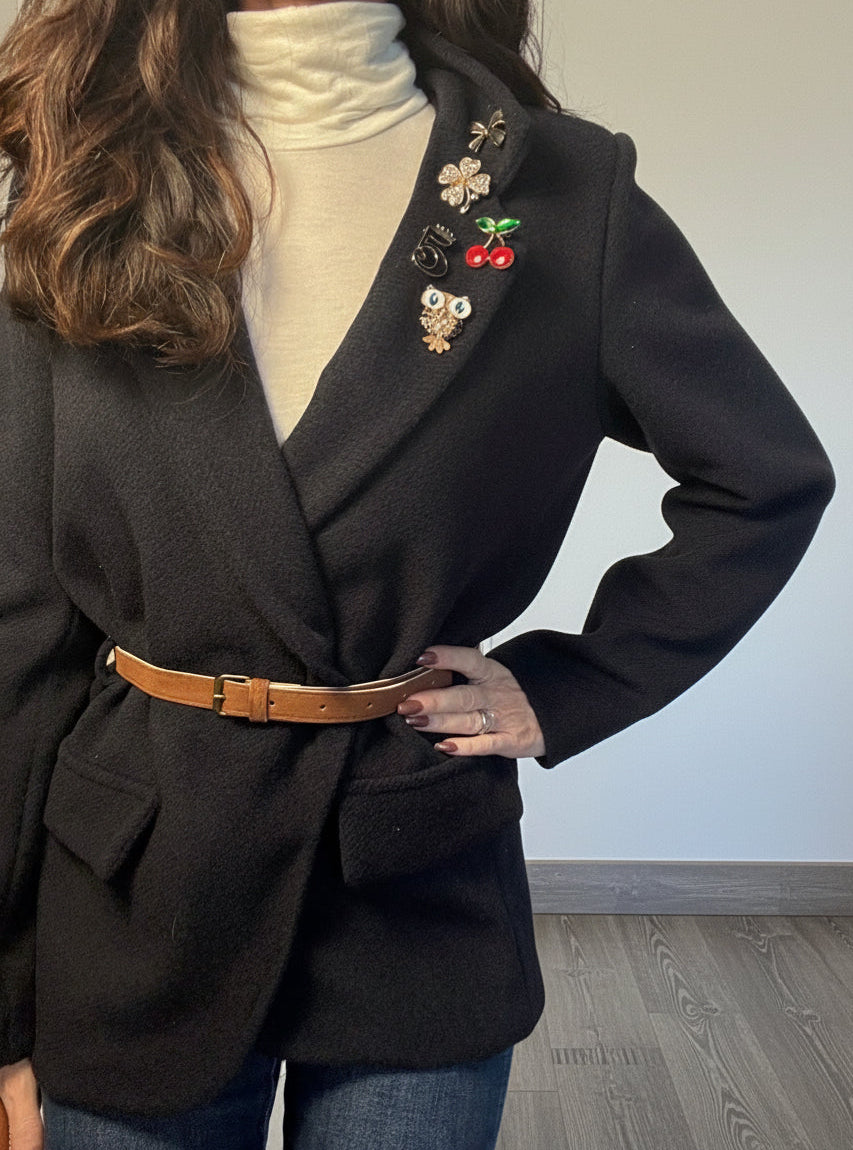 Cappottino a giacca Spille in panno blu