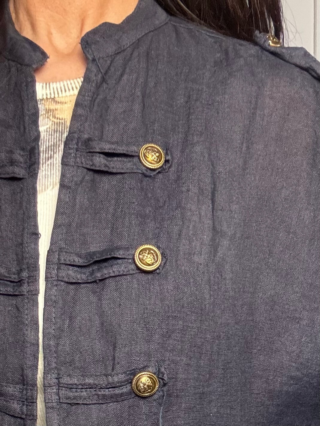 Giacca 100% lino Napoleon blu