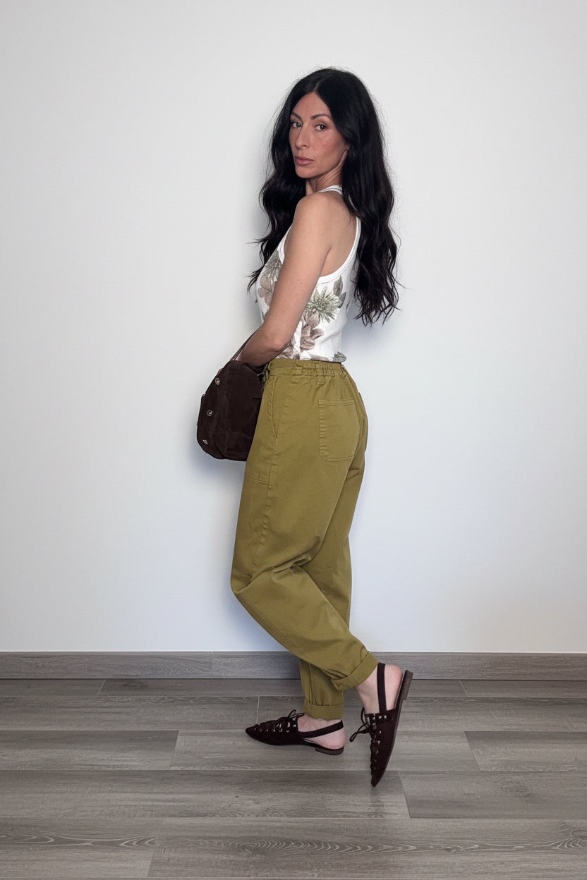 Pantalone 100% cotone Grace olio
