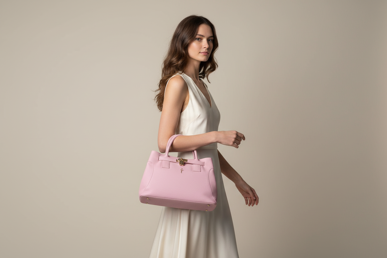 Borsa Dafne in vera pelle Made in Italy rosa