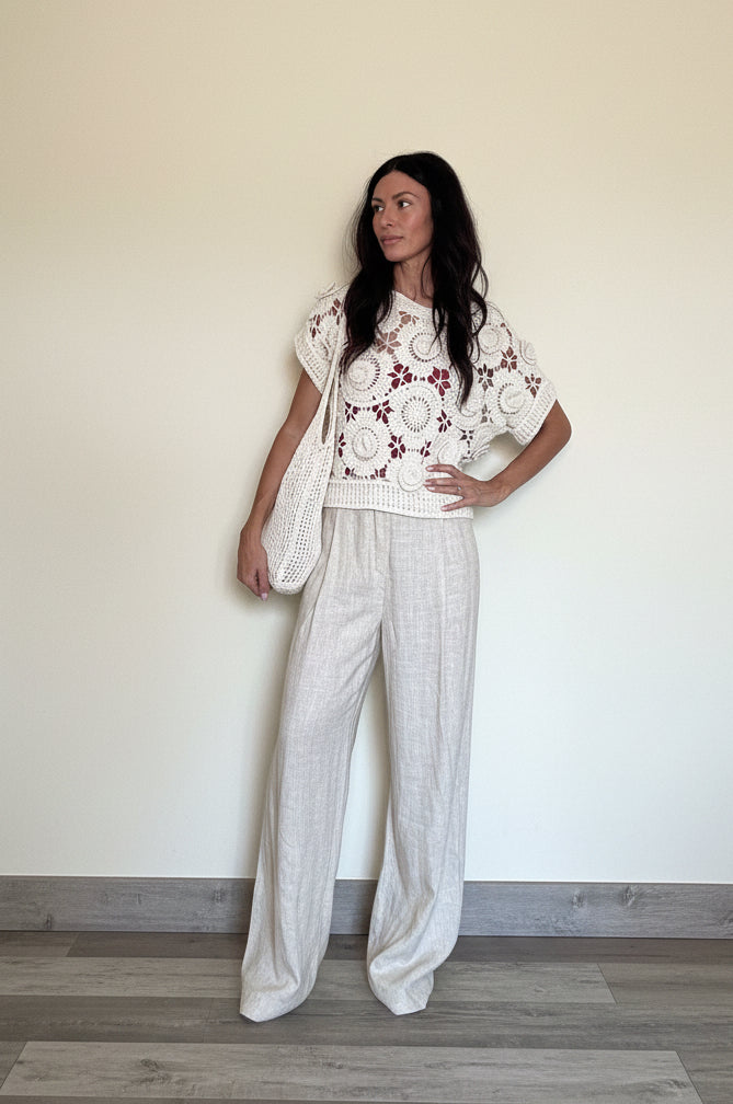 Pantalone misto lino Madrid sabbia