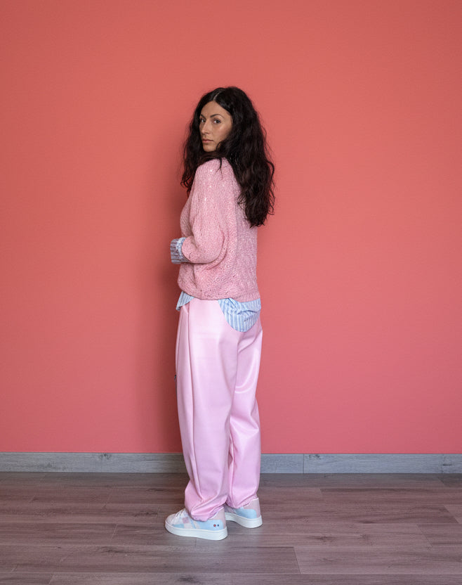 Pantalone Candy ecopelle balloon rosa