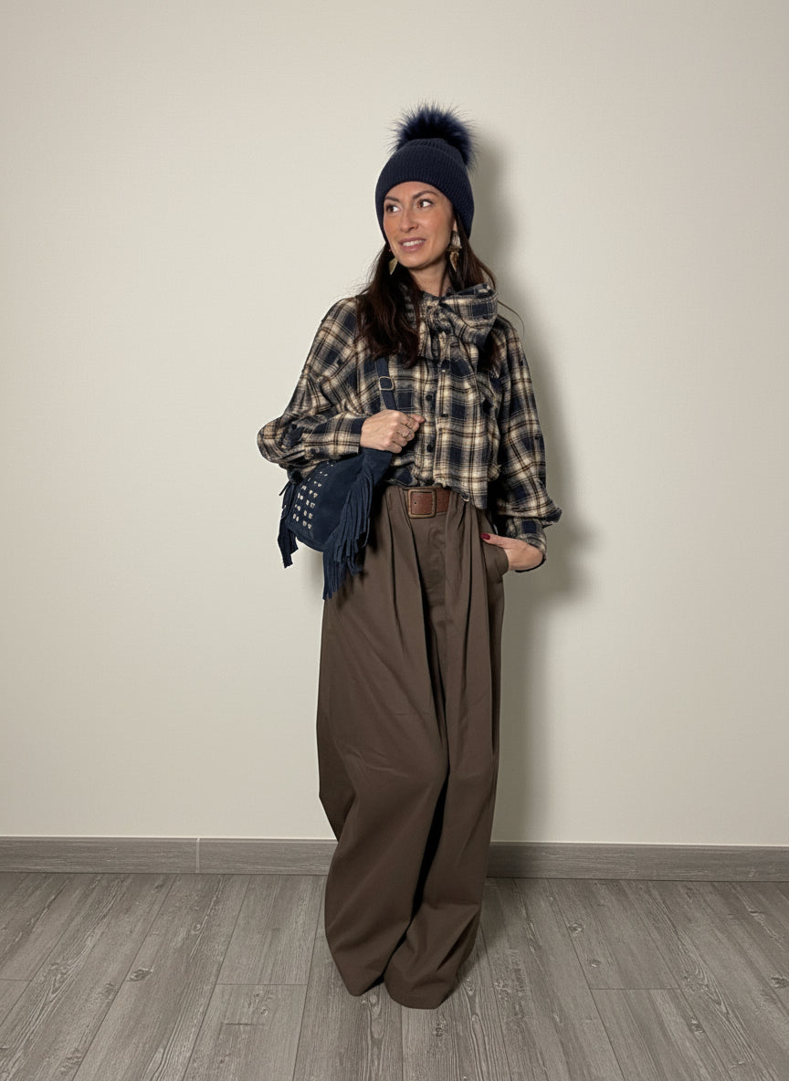 Camicia Check fiocco blu