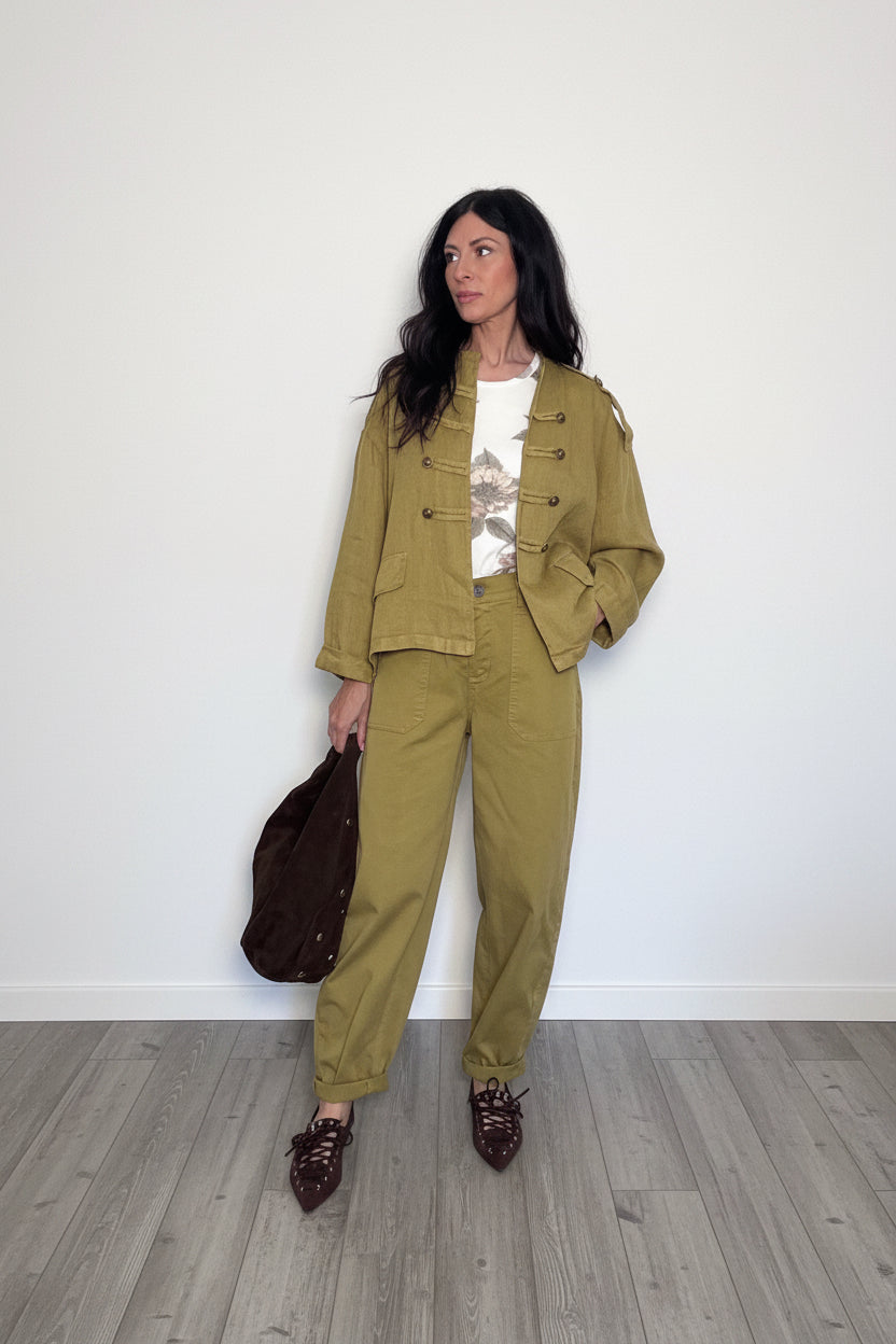 Giacca 100% lino Napoleon olio