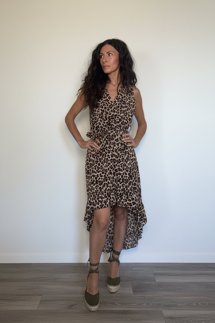 Abito animalier asimmetrico