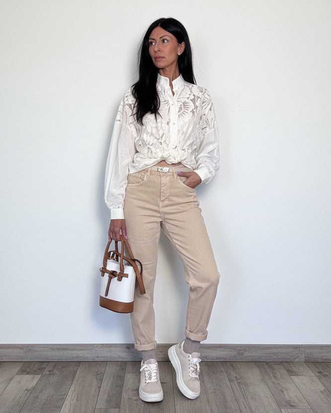 Camicia Flora panna