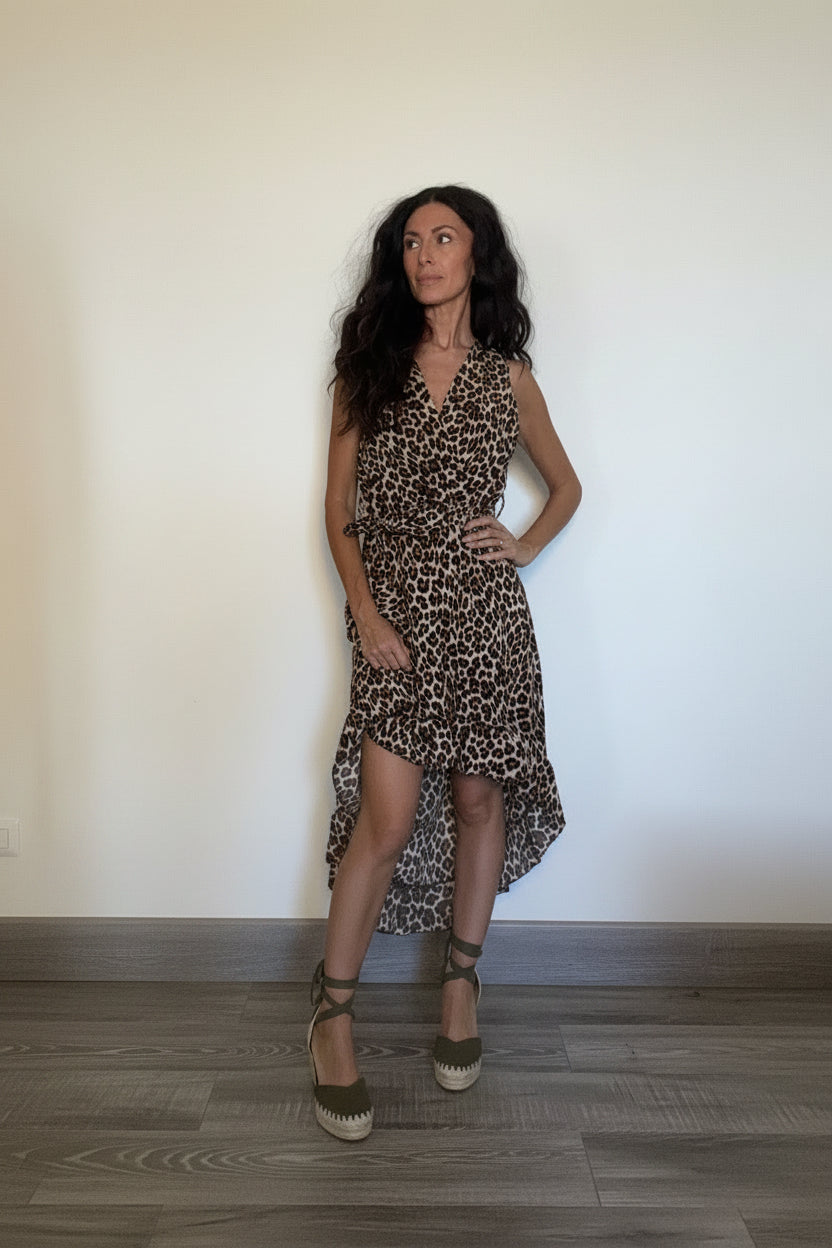 Abito animalier asimmetrico