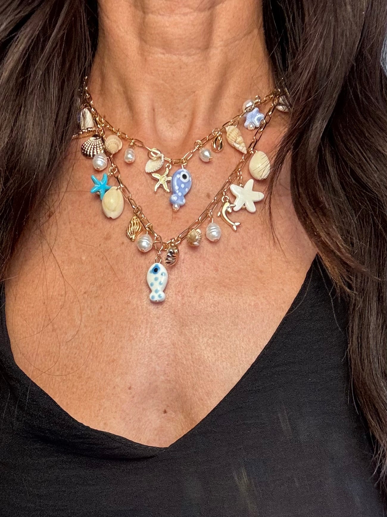 Collana Pesci azzurro e bianco