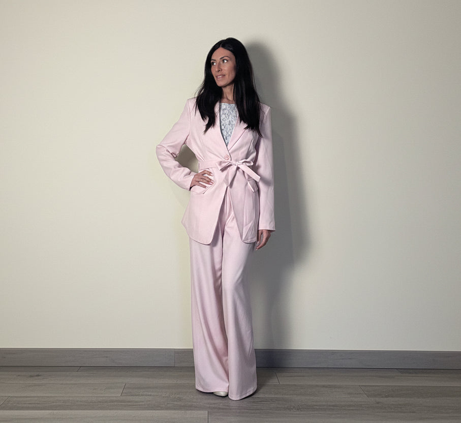 Pantalone completo Pastel rosa gessato