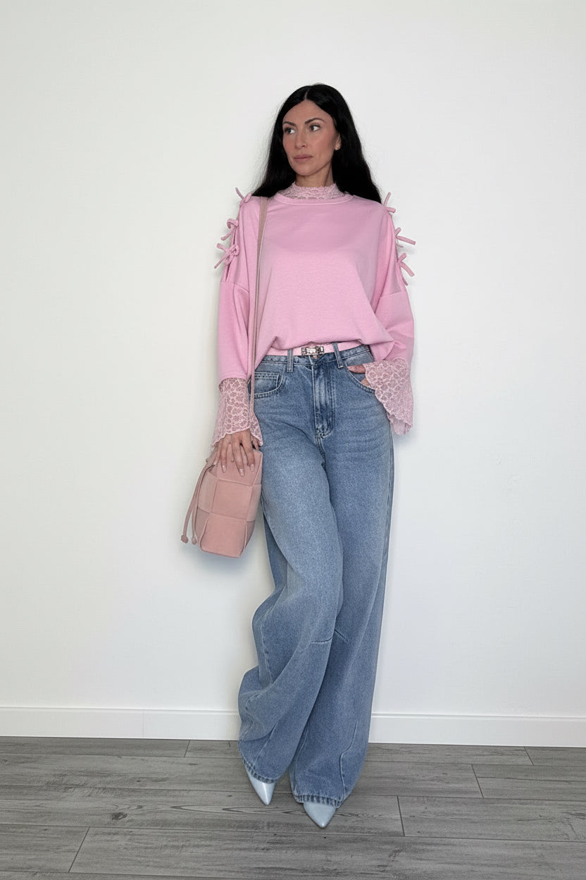 Maglia felpa Fiocchetti rosa