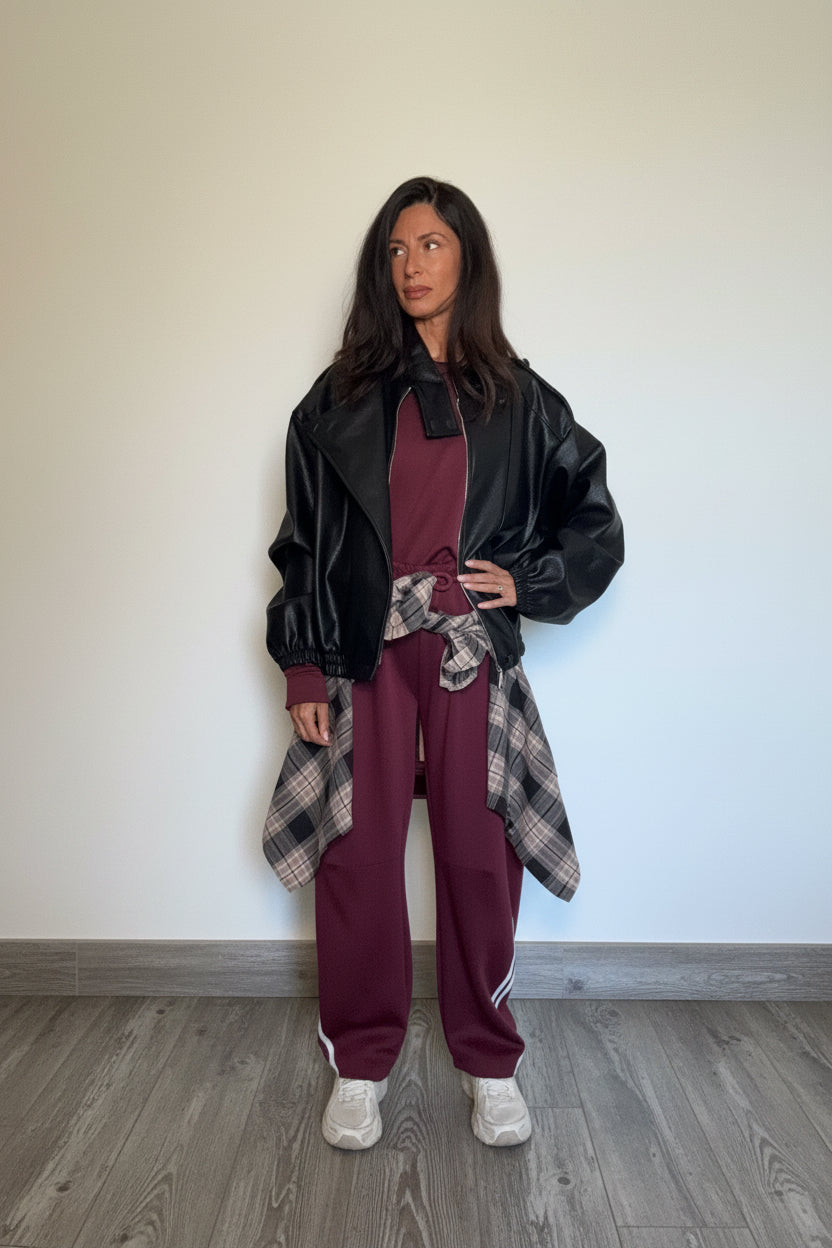 Bomber in ecopelle New York nero