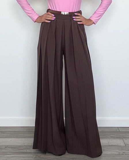 Pantalone Plissè maxi palazzo cioccolato