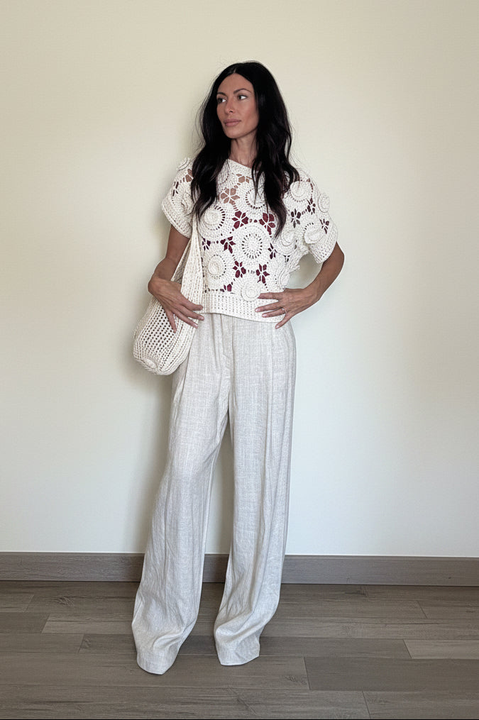 Pantalone misto lino Madrid sabbia