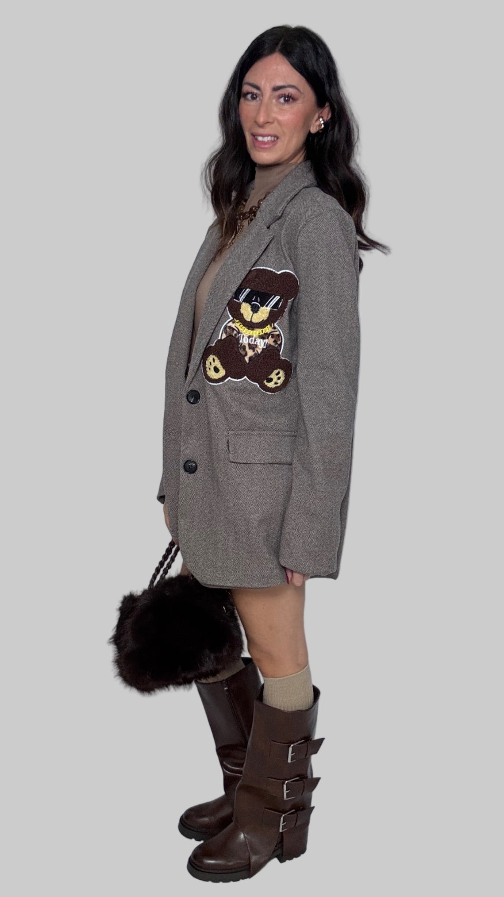 Blazer Teddy spigato fango