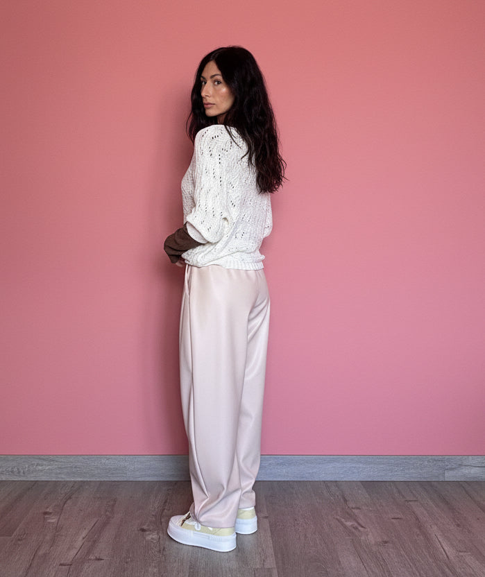 Pantalone Candy ecopelle balloon beige