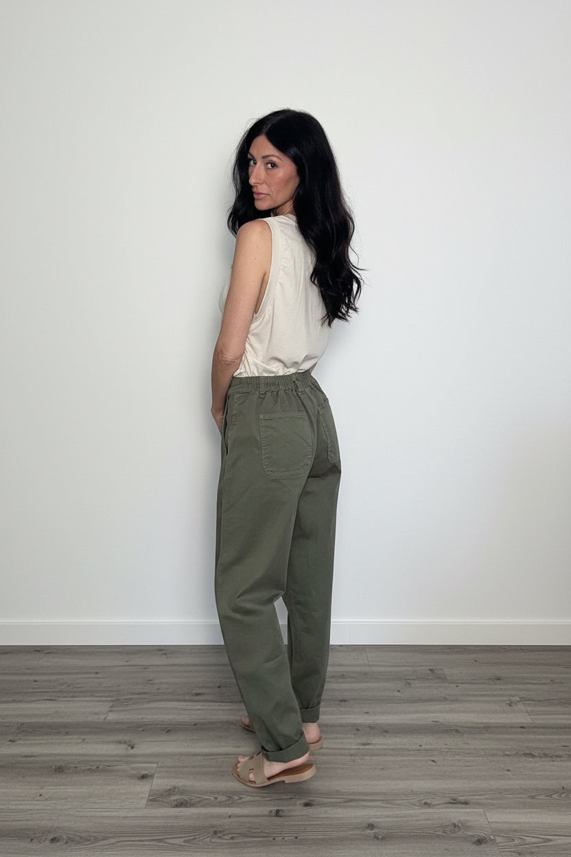 Pantalone 100% cotone Grace oliva