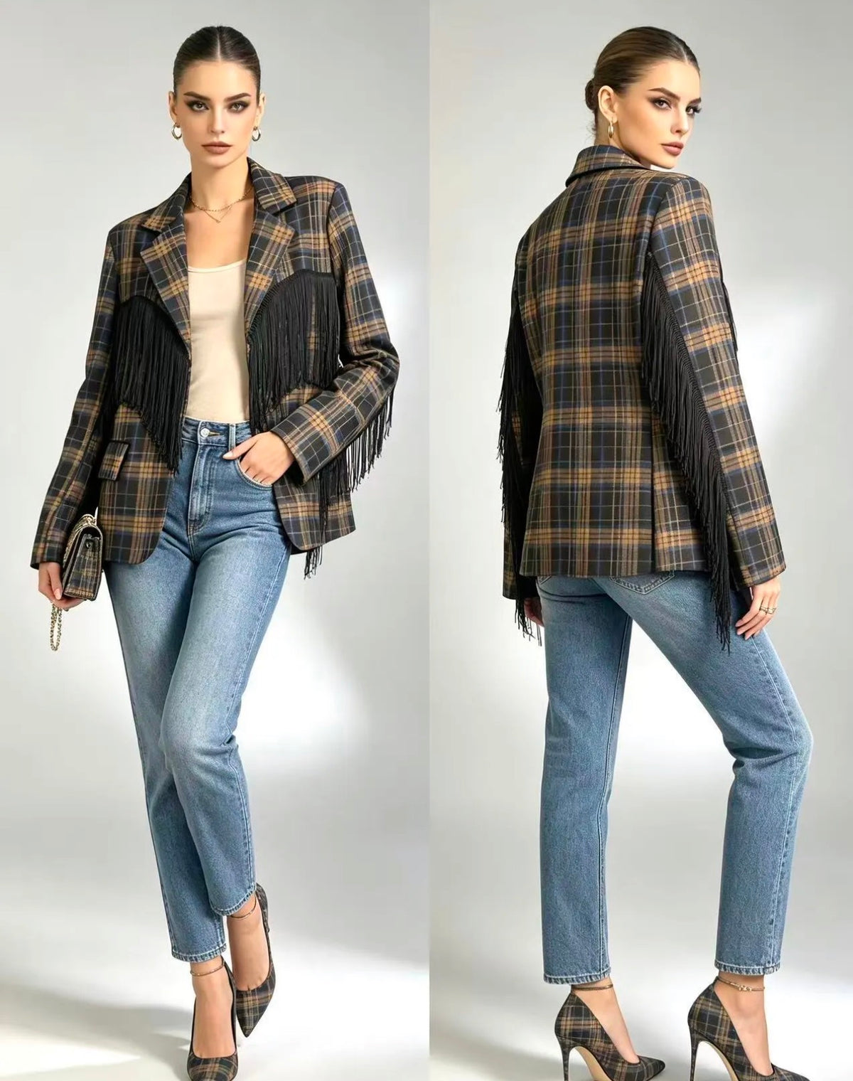Blazer Frange nero
