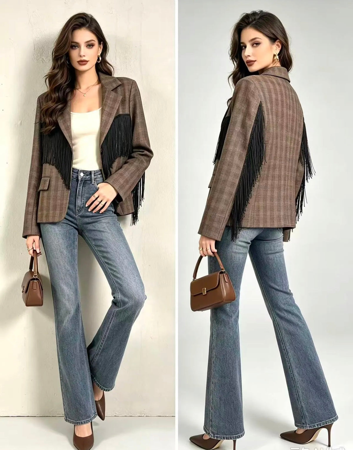 Blazer Frange cioccolato