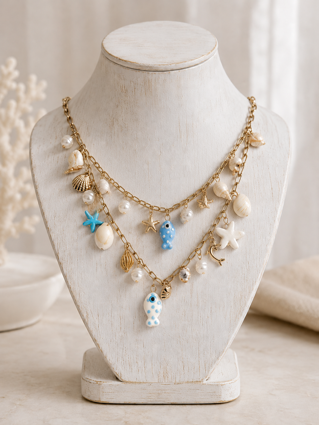Collana Pesci azzurro e bianco