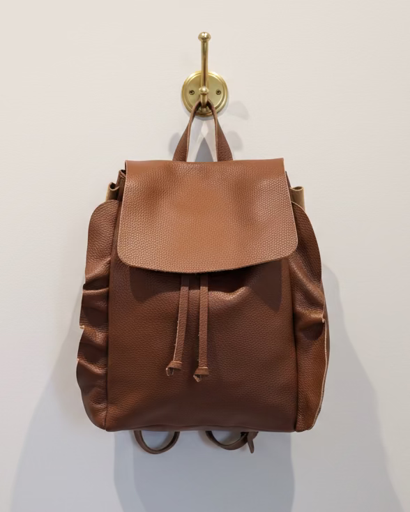 Borsa zaino in vera pelle Made in Italy cuoio